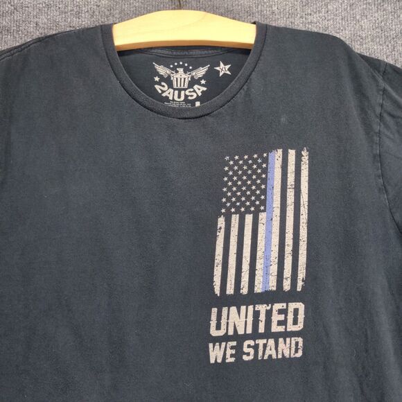 2AUSA T Shirt Mens Size XL Support Police Thin Blue Line Flag United We Stand - Picture 7 of 13